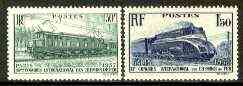 France 1937 1st Railway Congress, Paris set of 2 mounted mint SG 572-73