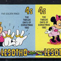 Lesotho 1982 Walt Disney Christmas 4s unmounted mint imperf se-tenant pair, as SG 527a