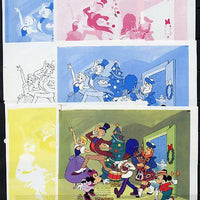 Lesotho 1983 Walt Disney Christmas m/sheet set of 6 imperf progressive proofs comprising the 4 individual colours, 2-colour composite plus all 4 colours (as SG MS 562)