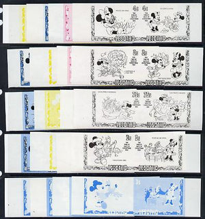 Lesotho 1982 Walt Disney Christmas set of 8 values each x 5 imperf progressive proofs comprising the 4 individual colours plus 2-colour composite (as SG 523-30)