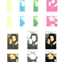Abkhazia 1995 Michael Jackson & Lisa Marie Presley souvenir sheet containing 2 values, the set of 7 imperf progressive colour proofs comprising the 4 individual colours plus 2, 3 and all 4-colour composites