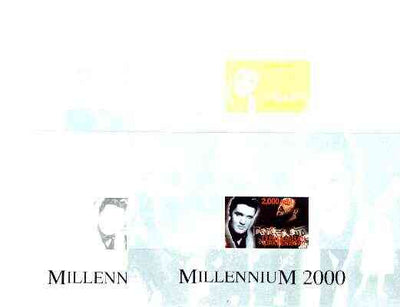 Turkmenistan 2000 Millennium souvenir sheet (Elvis & Pavarotti) the set of 5 imperf progressive proofs comprising,various colour combinations incl all 4-colour composite unmounted mint