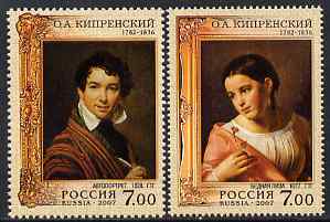 Russia 2007 225th Birth Anniversary of Orest Adamovich Kiprensky (artist) perf set of 2 unmounted mint, SG 7469-70