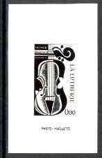 France 1980 Handicrafts (Violin) photo marquette (stamp sized black & white photographic proof) of original artwork with value expressed as 0.00, as SG 2336, exceptionally rare