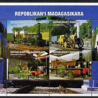 Madagascar 1999 Early Steam Locomatives perf sheetlet containing 4 values unmounted mint. Note this item is privately produced and is offered purely on its thematic appeal