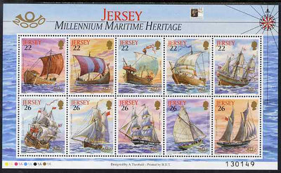 Jersey 2000 'The Stamp Show 2000' - Maritime Heritage perf m/sheet of 10 with Stamp show logo unmounted mint, SG MS946a