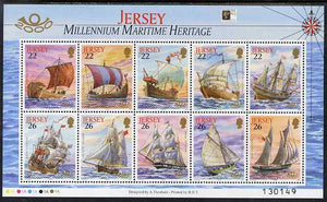 Jersey 2000 'The Stamp Show 2000' - Maritime Heritage perf m/sheet of 10 with Stamp show logo unmounted mint, SG MS946a