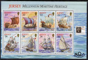 Jersey 2000 'The Stamp Show 2000' - Maritime Heritage perf booklet pane of 8 with Stamp show logo unmounted mint, SG MS936b