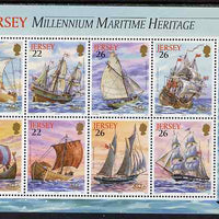 Jersey 2000 'The Stamp Show 2000' - Maritime Heritage perf booklet pane of 8 with Stamp show logo unmounted mint, SG MS936c