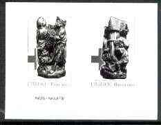 France 1980 Red Cross Fund (Stall Carvings from Cathedral) photo marquette (stamp sized black & white photographic proofs) of original artworks, slightly different to issued stamps, with values expressed as 0.00, as SG 2381 & 82 exceptionally rare
