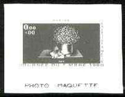 France 1981 Stamp Day (The Letter to Melie by Avati) photo marquette (stamp sized black & white photographic proof) of original artwork with value expressed as 0.00 + 0.00, as SG 2357, exceptionally rare