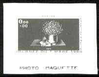 France 1981 Stamp Day (The Letter to Melie by Avati) photo marquette (stamp sized black & white photographic proof) of original artwork with value expressed as 0.00 + 0.00, as SG 2357, exceptionally rare