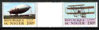Niger Republic 1983 Manned Flight perforated se-tenant gutter pair comprising 200f & 250f (folded through gutter) from uncut archive sheet unmounted mint, rare thus