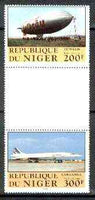 Niger Republic 1983 Manned Flight perforated se-tenant gutter pair comprising 250f & 500f,from uncut archive sheet unmounted mint, rare thus