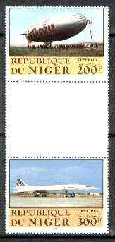 Niger Republic 1983 Manned Flight perforated se-tenant gutter pair comprising 250f & 500f,from uncut archive sheet unmounted mint, rare thus