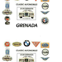 Grenada 1983 Motoring Anniversary (Cougar XR-7) $5 m/sheet joined pair from uncut archive sheet unmounted mint, scarce thus
