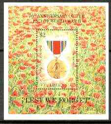 Liberia 1995 50th Anniversary of End of World War II m/sheet (Medal in Poppy field) unmounted mint, Sc 1179