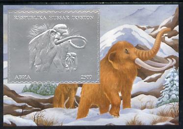 South Ossetia Republic 1994 Prehistoric Mammals 2500 value m/sheet in silver unmounted mint