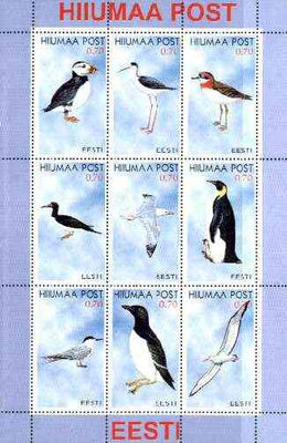 Estonia (Hiiumaa) 1999 Seabirds perf sheetlet containing complete set of 9 unmounted mint