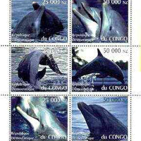 Congo 1997 Dolphins perf sheetlet containing complete set of 6 values unmounted mint