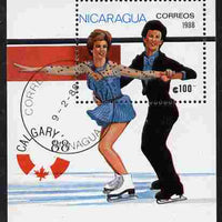 Nicaragua 1988 Calgary Winter Olympics perf m/sheet (Ice Dancing) fine cto used. SG MS 2944