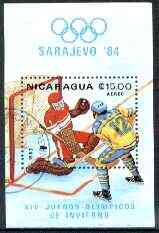 Nicaragua 1983 Sarajevo Winter Olympics perf m/sheet #1 (Ice Hockey) fine cto used, SG MS 2518