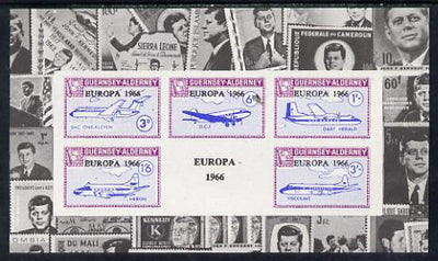 Guernsey - Alderney 1965 Europa overprint on Aircraft imperf deluxe m/sheet surrounded by montage of Kennedy stamps, unmounted mint Rosen CSA 76LS