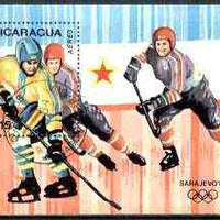 Nicaragua 1984 Sarajevo Winter Olympics perf m/sheet #2 (Ice Hockey) fine cto used, SG MS 2566