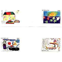 Senegal 1998 S.O.S Children's Village (Children's Paintings) set of 4 de-luxe die proofs each on sunken card