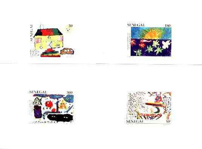 Senegal 1998 S.O.S Children's Village (Children's Paintings) set of 4 de-luxe die proofs each on sunken card
