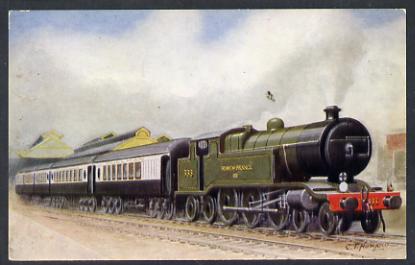 Postcard by J Salmon - London, Brighton & South Coast Section of Southern Railway memorial engine 'Remembrance' in colour, unused and in fine condition