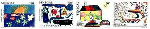 Senegal 1998 S.O.S Children's Village (Children's Paintings) set of 4 imperf from limited printing unmounted mint