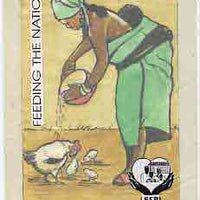 Nigeria 1995 Family Support Programme - original hand-painted artwork for 10n value (Feeding the Nation - Chickens) by Rotimi Oyekunle on card 128 x 220 mm with overlay endorsed D3
