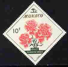Monaco 1959 Princess Grace Carnation 10f on 3f diamond shaped unmounted mint from Flowers set, SG 618*