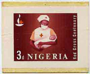 Nigeria 1963 Red Cross Centenary - original hand-painted artwork for 3d value (Nurse with Baby) probably by M Goaman on board 134 x 100 mm (slight bend)