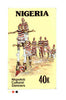 Nigeria 1986 Nigerian Life Def series - original hand-painted artwork for 40k value (Nkpokiti Cultural Dancers) by unknown artist on card 130 mm x 222 mm endorsed J1
