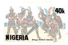 Nigeria 1986 Nigerian Life Def series - original hand-painted artwork for 40k value (Nkpokiti Cultural Dancers) by Godrick N Osuji on card 220 mm x 126 mm