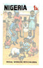 Nigeria 1986 Nigerian Life Def series - original hand-painted artwork for 1k value (Social Workers with Children) by Godrick N Osuji on card 127 mm x 218 mm endorsed A5