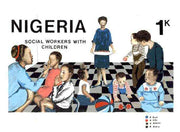 Nigeria 1986 Nigerian Life Def series - original hand-painted artwork for 1k value (Social Workers with Children) by NSP&MCo Staff Artist Olukoya Ogunfowora on board 222 mm x 128 mm