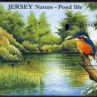 Jersey 2001 Europa - Pond Life perf m/sheet showing Kingfisher, unmounted mint SG MS997