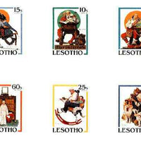 Lesotho 1981 Christmas Paintings by Norman Rockwell proof sheetlet containing complete set of 6 imperf proofs (as issued), exceptionally rare