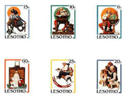 Lesotho 1981 Christmas Paintings by Norman Rockwell proof sheetlet containing complete set of 6 imperf proofs (as issued), exceptionally rare