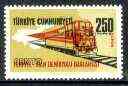 Turkey 1971 International Rail Links 250k (Turkey-Iran Line) unmounted mint example with superb 2+ mm upward shift of red (double train) as SG 2389*