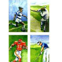 Batum 1996 Sports (Football, Cricket, American Football & Golf) imperf progressive proof sheet in blue, yellow & red only (Country & value omitted) unmounted mint