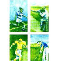 Batum 1996 Sports (Football, Cricket, American Football & Golf) imperf progressive proof sheet in blue & yellow only unmounted mint