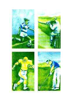 Batum 1996 Sports (Football, Cricket, American Football & Golf) imperf progressive proof sheet in blue & yellow only unmounted mint