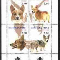 Estonia (Hiiumaa) 2000 Dogs #1 perf sheetlet of 4 with Scouts Logo in bottom margin