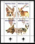 Estonia (Hiiumaa) 2000 Dogs #1 perf sheetlet of 4 with Scouts Logo in bottom margin