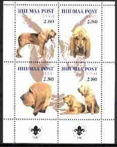 Estonia (Hiiumaa) 2000 Dogs #2 perf sheetlet of 4 with Scouts Logo in bottom margin