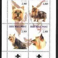 Estonia (Hiiumaa) 2000 Dogs #4 perf sheetlet of 4 with Scouts Logo in bottom margin